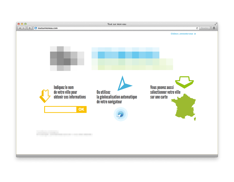 écran du site d'informations sur l'eau